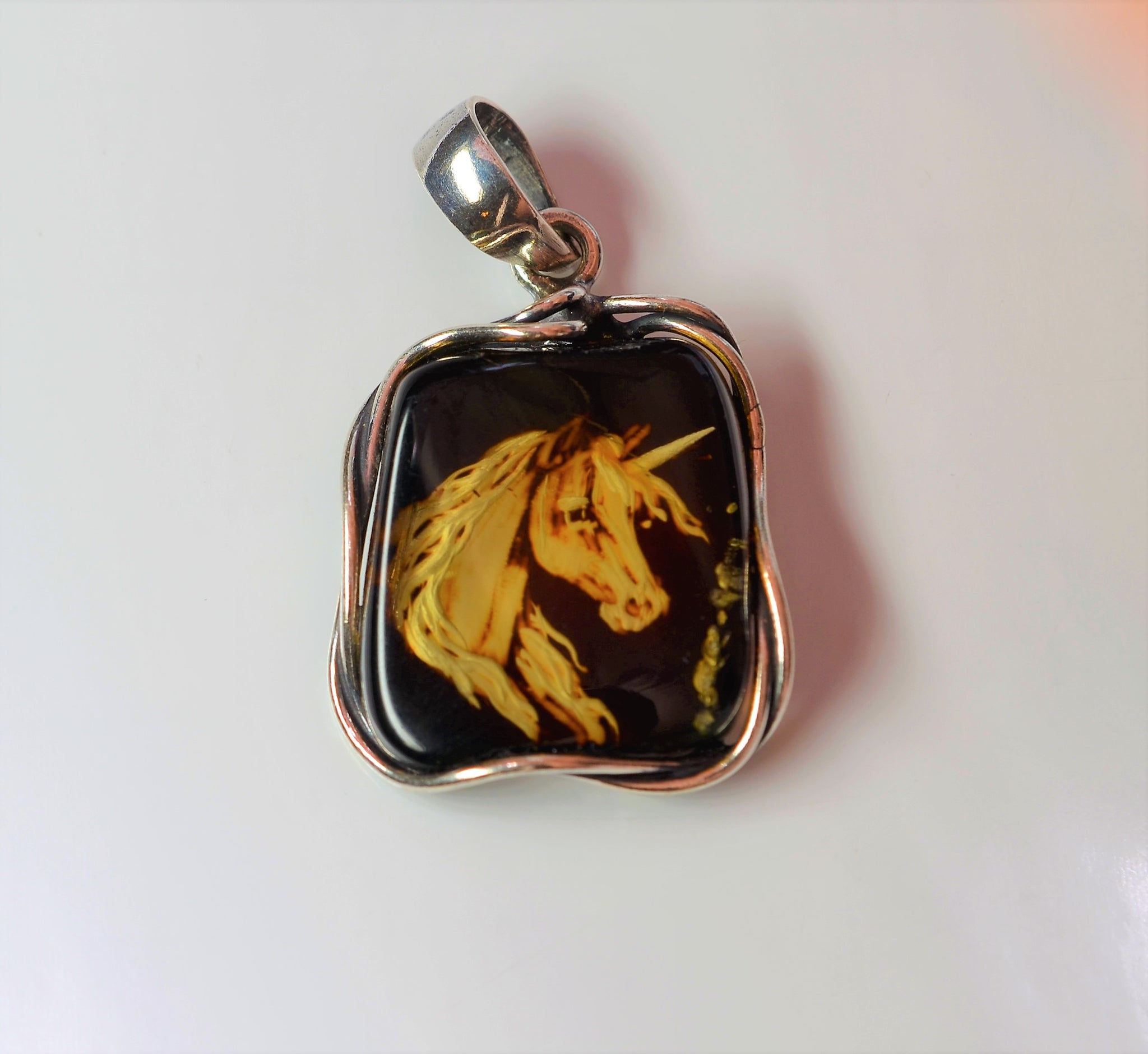 Baltic Amber Unicorn and on sale Fairy Intaglio Pendant