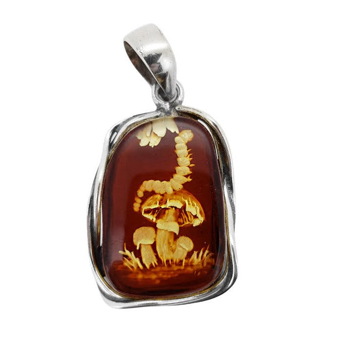 Baltic Amber on sale Unicorn Intaglio and Fairy in the Forest Pendant