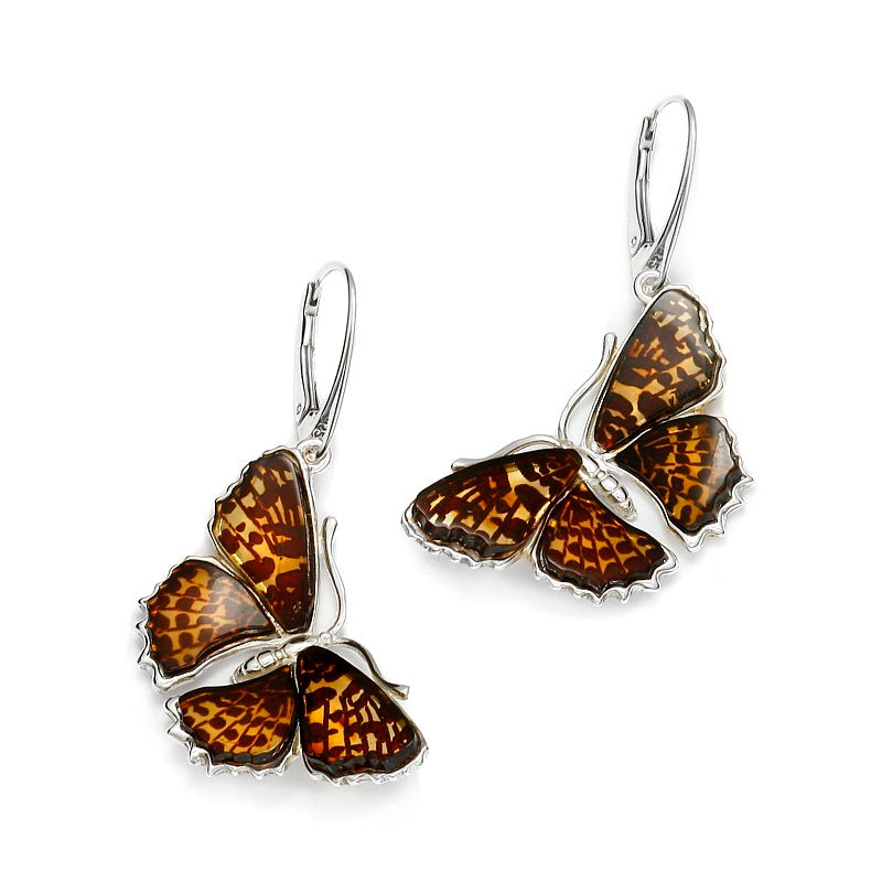 Baltic Amber Spotted Butterfly Dangle Earrings – The Amber Lady